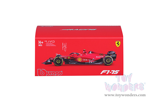 Bburago Formula Racing - Ferrari F1-75 #55 Carlos Sainz with Driver Formula One F1 Italian GP (2022) (1/43 scale diecast model car, Red) 18-36831/SAI