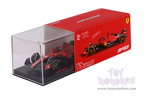 Bburago Formula Racing - Ferrari SF-23 #16 Charles Leclerc with Driver Formula One F1 Scuderia Ferrari (2023) (1/43 scale diecast model car, Red) 18-36835/16