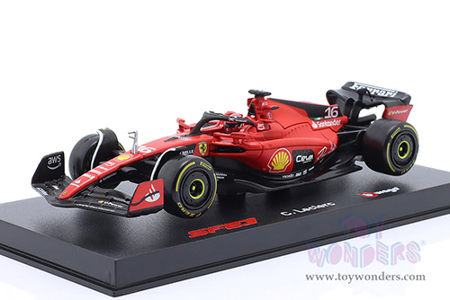 Bburago Formula Racing - Ferrari SF-23 #16 Charles Leclerc with Driver Formula One F1 Scuderia Ferrari (2023) (1/43 scale diecast model car, Red) 18-36835/16