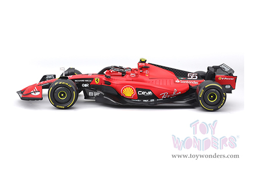 Bburago Formula Racing - Ferrari SF-23 #55 Carlos Sainz with Driver Formula One F1 Scuderia Ferrari (2023) (1/43 scale diecast model car, Red) 18-36835/55