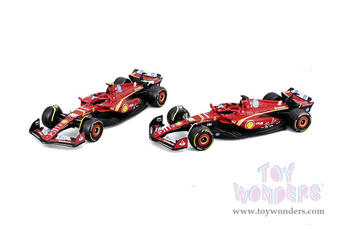 Bburago Formula Racing - Ferrari SF-24 2 Pack Formula One F1 Scuderia Ferrari (2024) (1/43 scale diecast model car, Red) 18-36839