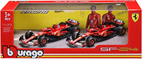Bburago Formula Racing - Ferrari SF-24 2 Pack Formula One F1 Scuderia Ferrari (2024) (1/43 scale diecast model car, Red) 18-36839