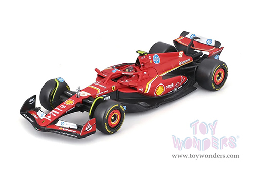 Bburago Formula Racing - Ferrari SF-24 #55 Carlos Sainz with Driver Formula One F1 Scuderia Ferrari (2024) (1/43 scale diecast model car, Red) 18-36843/55
