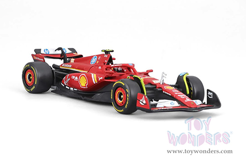 Bburago Formula Racing - Ferrari SF-24 #55 Carlos Sainz with Driver Formula One F1 Scuderia Ferrari (2024) (1/43 scale diecast model car, Red) 18-36843/55