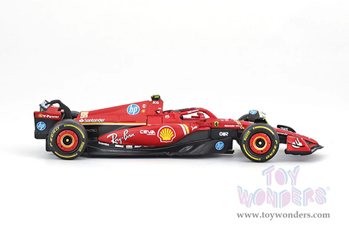 Bburago Formula Racing - Ferrari SF-24 #55 Carlos Sainz with Driver Formula One F1 Scuderia Ferrari (2024) (1/43 scale diecast model car, Red) 18-36843/55