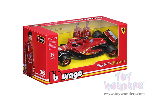 BBurago Ferrari Racing - Ferrari SF24 #16 Charles Leclerc Formula One F1 Car (2024) (1/43 scale diecast model car, Matte Red) 18-36844/16