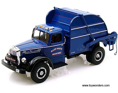 First Gear Allied Waste - Mack L Rear Load Vintage Garbage Truck (1/34 scale diecast model car, Blue) 18-3764