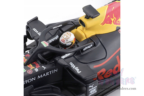 BBurago - Aston Martin Red Bull Racing RB16 #33 Max Verstappen Winner Formula One F1 Abu Dhabi GP (2020) with driver (1/43 scale diecast model car, Black) 18-38053VERS