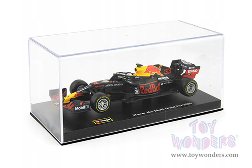 BBurago - Aston Martin Red Bull Racing RB16 #33 Max Verstappen Winner Formula One F1 Abu Dhabi GP (2020) with driver (1/43 scale diecast model car, Black) 18-38053VERS