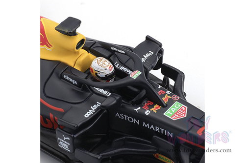 BBurago - Aston Martin Red Bull Racing RB16 #33 Max Verstappen Winner Formula One F1 Abu Dhabi GP (2020) with driver (1/43 scale diecast model car, Black) 18-38053VERS