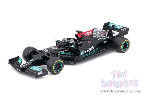 BBurago - Mercedes AMG F1 W12 E Performance Formula 1 (2021) with driver (1/43 scale diecast model car, Black/Turquoise) 18-38058HAMI