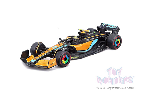 Bburago Formula Racing - McLaren F1 Team #4 Lando Norris with Driver Formula One F1 Australian GP (2022) (1/43 scale diecast model car, Black/Orange/Blue) 18-38064/NOR