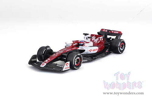 Bburago Formula Racing - Alfa Romeo F1 Team Orlen C42 #77 Valtteri Bottas with Driver Formula One F1 Bahrain GP (2022) (1/43 scale diecast model car, Red/White) 18-38068/BOT