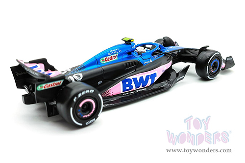 Bburago Formula Racing - BWT Alpine A523 #10 Pierre Gasly with Driver Formula One F1 (2023) (1/43 scale diecast model car, Blue/Black/Pink) 18-38073/10