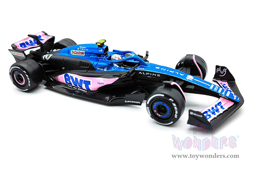 Bburago Formula Racing - BWT Alpine A523 #10 Pierre Gasly with Driver Formula One F1 (2023) (1/43 scale diecast model car, Blue/Black/Pink) 18-38073/10