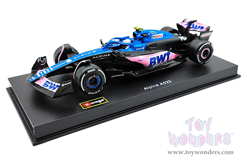 Bburago Formula Racing - BWT Alpine A523 #10 Pierre Gasly with Driver Formula One F1 (2023) (1/43 scale diecast model car, Blue/Black/Pink) 18-38073/10
