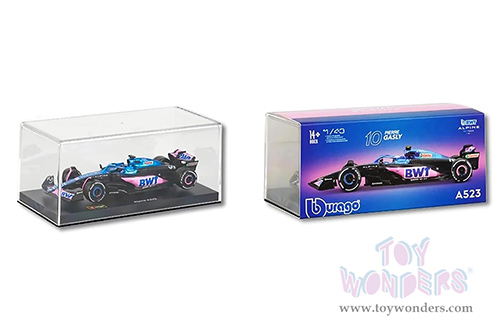 Bburago Formula Racing - BWT Alpine A523 #10 Pierre Gasly with Driver Formula One F1 (2023) (1/43 scale diecast model car, Blue/Black/Pink) 18-38073/10