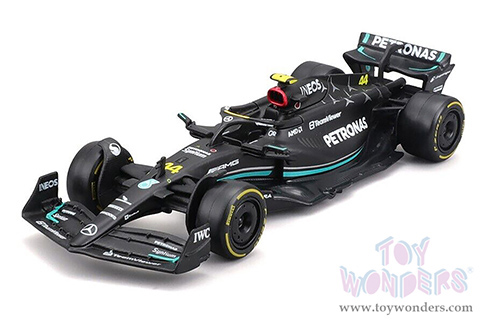 Bburago Formula Racing - Mercedes AMG Petronas F1 Team #44 Lewis Hamilton Formula One F1 W14 E Performance (2023) (1/43 scale diecast model car, Black) 18-38080/44