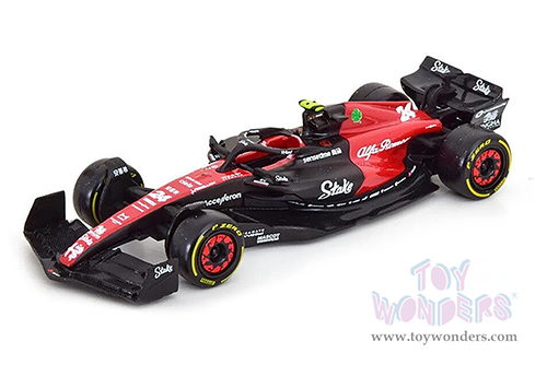 Bburago Formula Racing - Alfa Romeo F1 Team Stake C43 #24 Zhou Guanyu Formula One F1 Bahrain GP (2023) (1/43 scale diecast model car, Red/Black) 18-38085/24