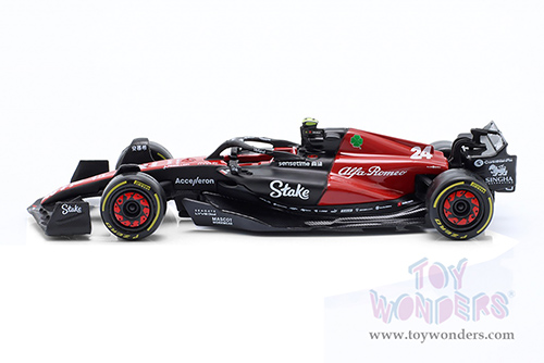 Bburago Formula Racing - Alfa Romeo F1 Team Stake C43 #24 Zhou Guanyu Formula One F1 Bahrain GP (2023) (1/43 scale diecast model car, Red/Black) 18-38085/24