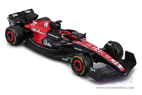 Bburago Formula Racing - Alfa Romeo F1 Team Stake C43 #77 Valtteri Bottas Formula One F1 Bahrain GP (2023) (1/43 scale diecast model car, Red/Black) 18-38085/77