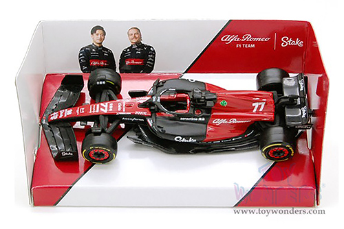 Bburago Formula Racing - Alfa Romeo F1 Team Stake C43 #77 Valtteri Bottas Formula One F1 Bahrain GP (2023) (1/43 scale diecast model car, Red/Black) 18-38085/77