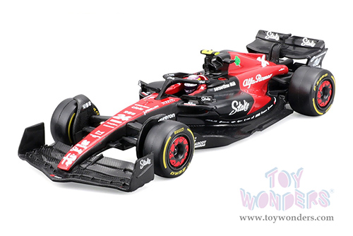 Bburago Formula Racing - Alfa Romeo F1 Team Stake C43 #24 Zhou Guanyu with Driver Formula One F1 Bahrain GP (2023) (1/43 scale diecast model car, Red/Black) 18-38086/24