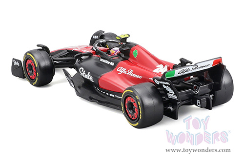 Bburago Formula Racing - Alfa Romeo F1 Team Stake C43 #24 Zhou Guanyu with Driver Formula One F1 Bahrain GP (2023) (1/43 scale diecast model car, Red/Black) 18-38086/24