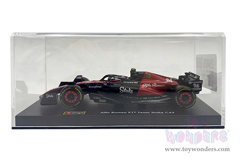 Bburago Formula Racing - Alfa Romeo F1 Team Stake C43 #24 Zhou Guanyu with Driver Formula One F1 Bahrain GP (2023) (1/43 scale diecast model car, Red/Black) 18-38086/24
