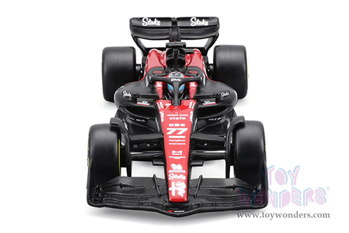 Bburago Formula Racing - Alfa Romeo F1 Team Stake C43 #77 Valtteri Bottas with Driver Formula One F1 Bahrain GP (2023) (1/43 scale diecast model car, Red/Black) 18-38086/77