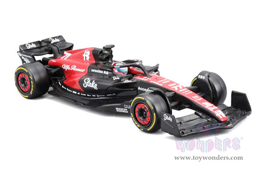 Bburago Formula Racing - Alfa Romeo F1 Team Stake C43 #77 Valtteri Bottas with Driver Formula One F1 Bahrain GP (2023) (1/43 scale diecast model car, Red/Black) 18-38086/77