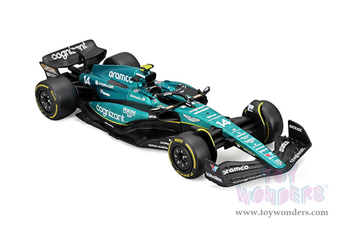 Bburago Formula Racing - Aston Martin AMR23 F1 Team #14 Fernando Alonso with Driver Formula One (2023) (1/43 scale diecast model car, Green) 18-38091/14