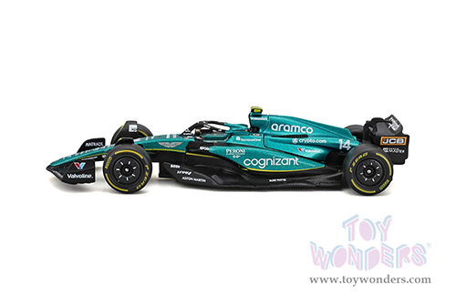 Bburago Formula Racing - Aston Martin AMR23 F1 Team #14 Fernando Alonso with Driver Formula One (2023) (1/43 scale diecast model car, Green) 18-38091/14