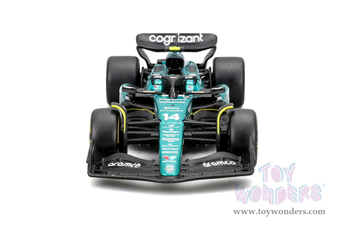 Bburago Formula Racing - Aston Martin AMR23 F1 Team #14 Fernando Alonso with Driver Formula One (2023) (1/43 scale diecast model car, Green) 18-38091/14