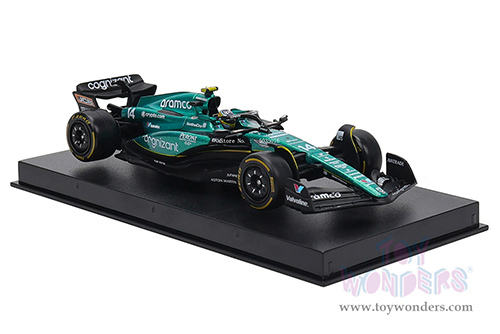 Bburago Formula Racing - Aston Martin AMR23 F1 Team #14 Fernando Alonso with Driver Formula One (2023) (1/43 scale diecast model car, Green) 18-38091/14