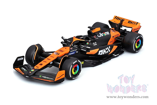Bburago Formula Racing - McLaren MCL38 2-Pack Miami Grand Prix Formula One F1 (2024) (1/43 scale diecast model car, Black/Orange) 18-38202
