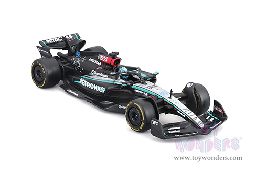 Bburago Formula Racing - Mercedes AMG Petronas F1 Team #63 George Russell with Driver Formula One F1 W15 E Performance (2024) (1/43 scale diecast model car, Black) 18-38209/63