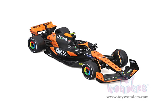 Bburago Formula Racing - McLaren F1 Team #4 Lando Norris "OKX" Winner Formula One F1 Miami GP 2024 (1/43 scale diecast model car, Black/Orange) 18-38214/4