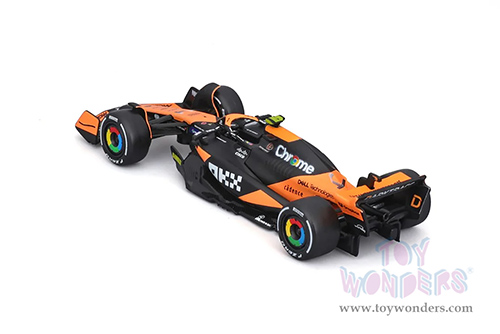 Bburago Formula Racing - McLaren F1 Team #4 Lando Norris "OKX" Winner Formula One F1 Miami GP 2024 (1/43 scale diecast model car, Black/Orange) 18-38214/4