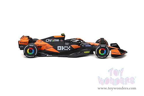Bburago Formula Racing - McLaren F1 Team #4 Lando Norris "OKX" Winner Formula One F1 Miami GP 2024 (1/43 scale diecast model car, Black/Orange) 18-38214/4