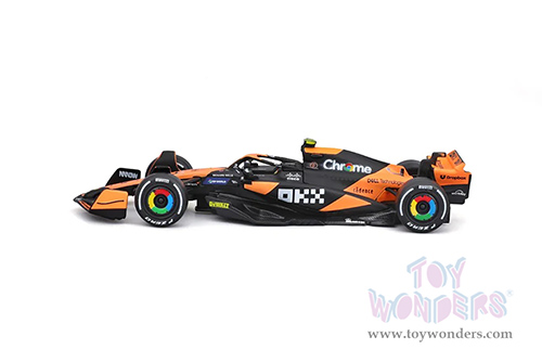 Bburago Formula Racing - McLaren F1 Team #4 Lando Norris "OKX" Winner Formula One F1 Miami GP 2024 (1/43 scale diecast model car, Black/Orange) 18-38214/4