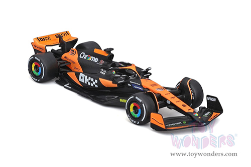 Bburago Formula Racing - McLaren F1 Team #81 Oscar Piastri "OKX" Formula One F1 Miami GP 2024 (1/43 scale diecast model car, Black/Orange) 18-38214/81