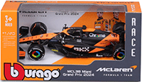 Bburago Formula Racing - McLaren F1 Team #81 Oscar Piastri "OKX" Formula One F1 Miami GP 2024 (1/43 scale diecast model car, Black/Orange) 18-38214/81