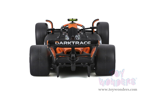 Bburago Formula Racing - McLaren F1 Team #4 Lando Norris with Driver "OKX" Winner Formula One F1 Miami GP (2024) (1/43 scale diecast model car, Black/Orange) 18-38215/4
