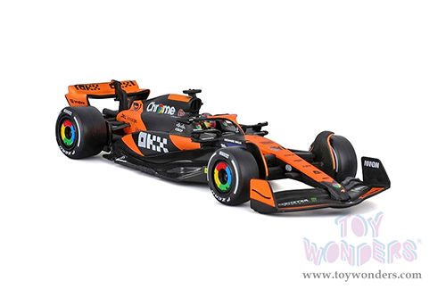 Bburago Formula Racing - McLaren F1 Team #81 Oscar Piastri with Driver "OKX" Formula One F1 Miami GP (2024) (1/43 scale diecast model car, Black/Orange) 18-38215/81