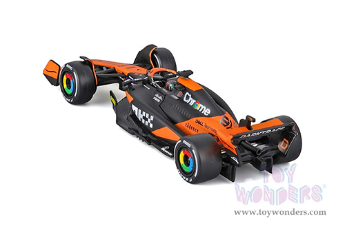 Bburago Formula Racing - McLaren F1 Team #81 Oscar Piastri with Driver "OKX" Formula One F1 Miami GP (2024) (1/43 scale diecast model car, Black/Orange) 18-38215/81