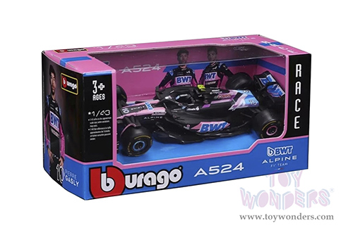 Bburago Formula Racing - BWT Alpine A524 #10 Pierre Gasly Formula One F1 (2024) (1/43 scale diecast model car, Blue/Black/Pink) 18-38219/10