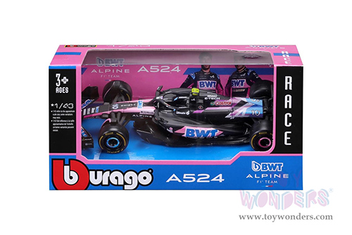 Bburago Formula Racing - BWT Alpine A524 #10 Pierre Gasly Formula One F1 (2024) (1/43 scale diecast model car, Blue/Black/Pink) 18-38219/10