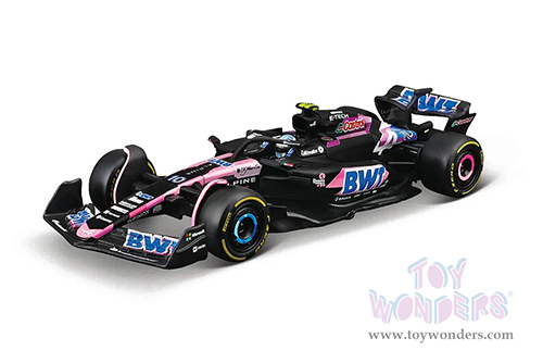 Bburago Formula Racing - BWT Alpine A524 #10 Pierre Gasly with Driver Formula One F1 (2024) (1/43 scale diecast model car, Blue/Black/Pink) 18-38220/10