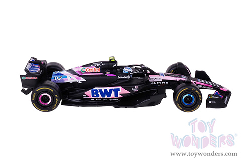 Bburago Formula Racing - BWT Alpine A524 #10 Pierre Gasly with Driver Formula One F1 (2024) (1/43 scale diecast model car, Blue/Black/Pink) 18-38220/10